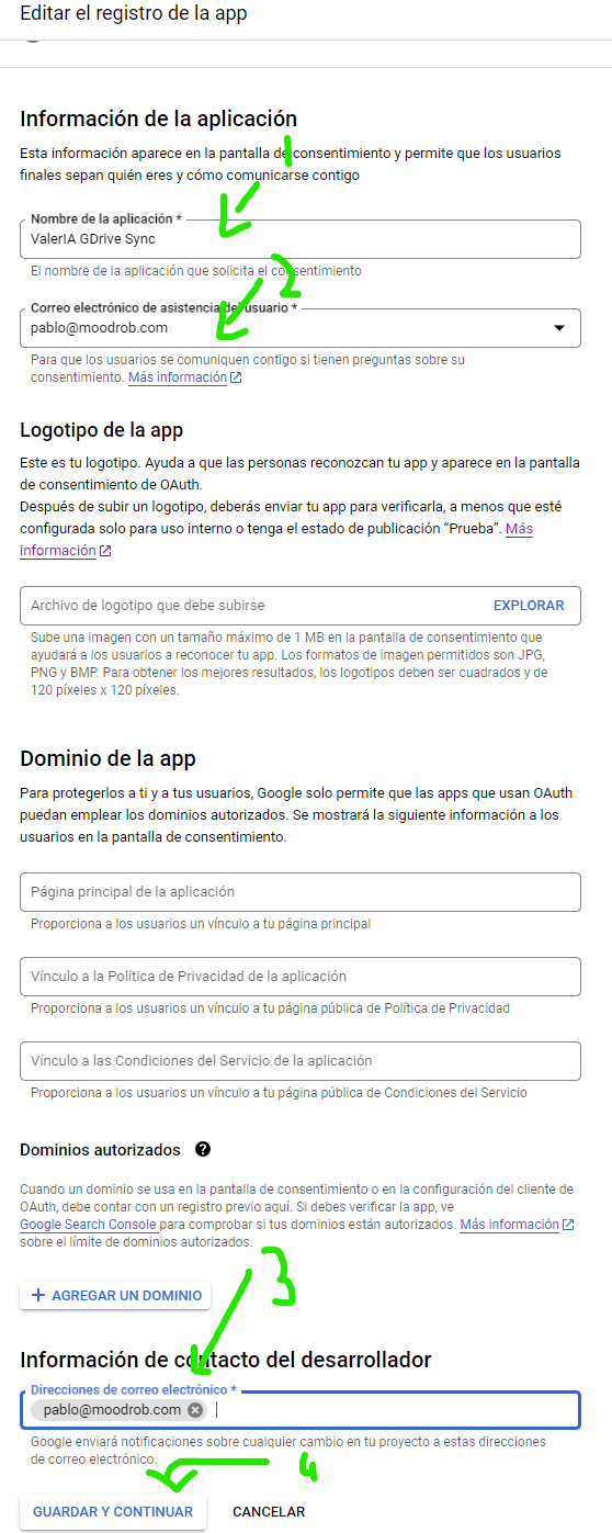 Pantalla de consentimiento