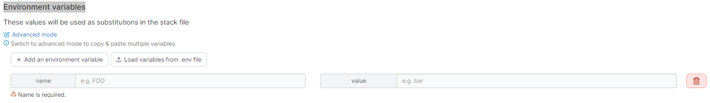 Add Enviroment variables