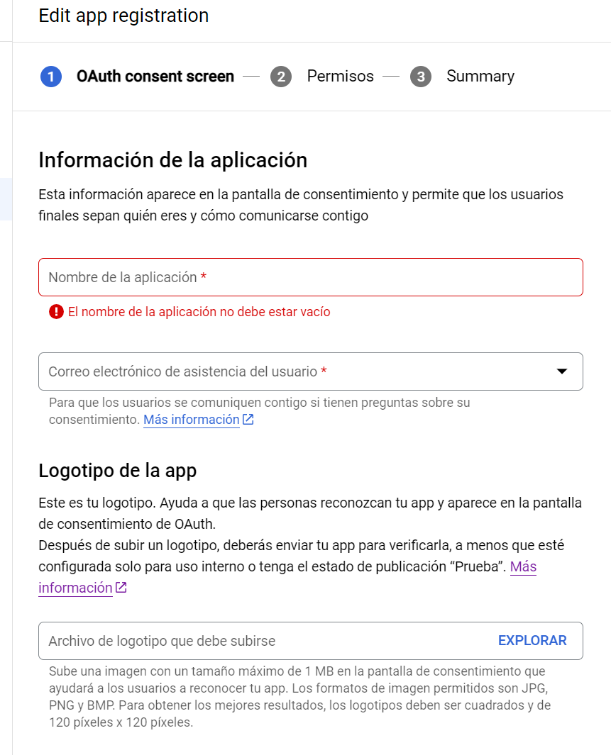 Pantalla de consentimiento